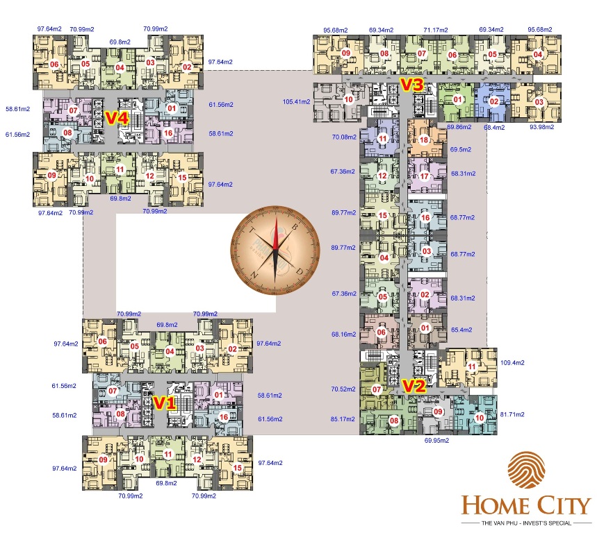 Mặt bằng tổng thể chung cư Home City - 177 Trung Kính